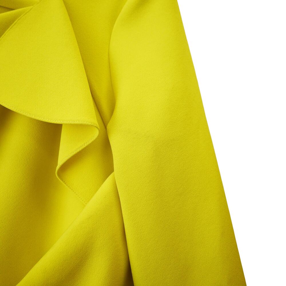 Safiyaa Avery Bright Yellow Draped Crepe Asymmetric Midi Dress Size 10 - Picture 4 of 13